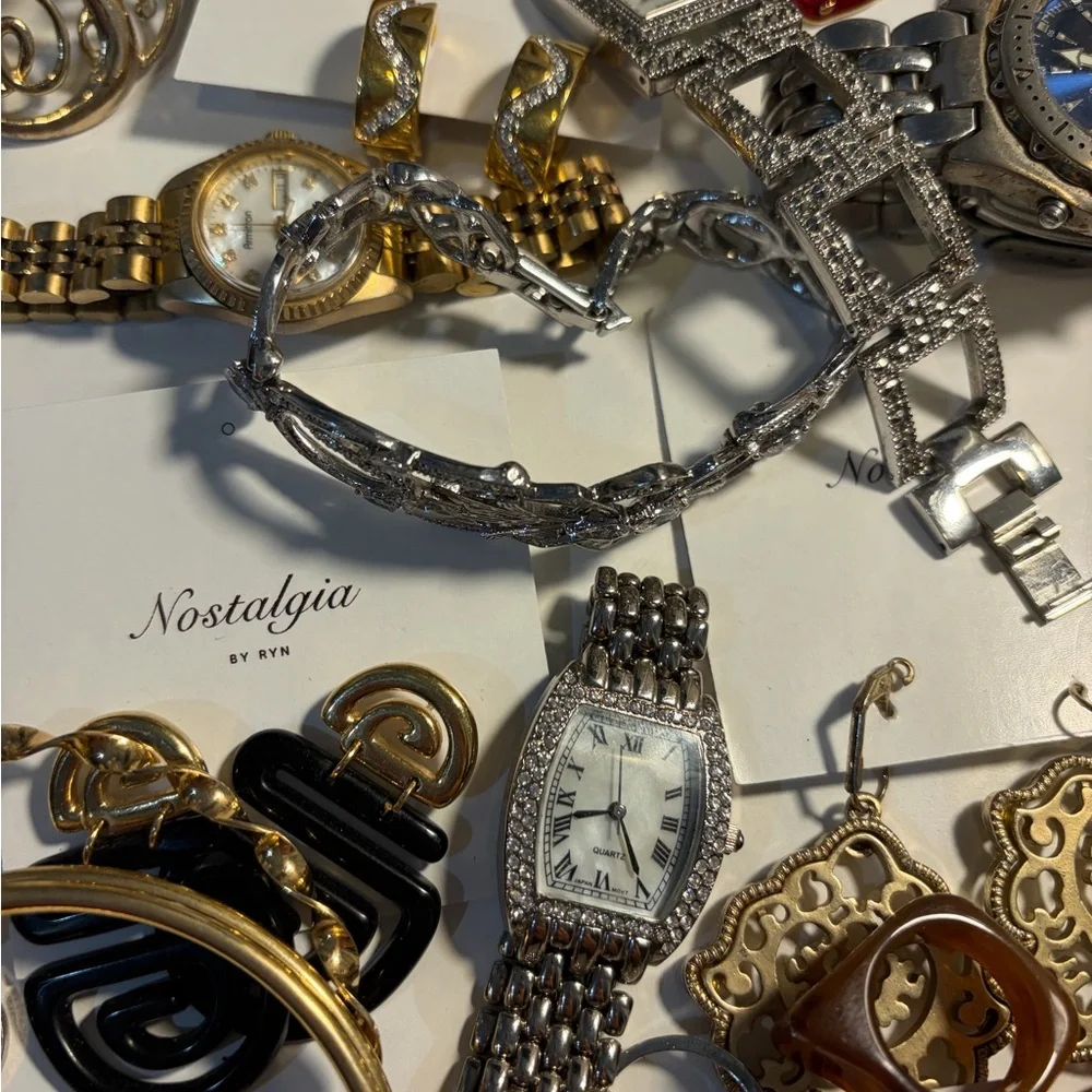 Large Jewelry Lot  Gold and Silver Bracelet Collection - rings watches earrings - Picture 8 of 8